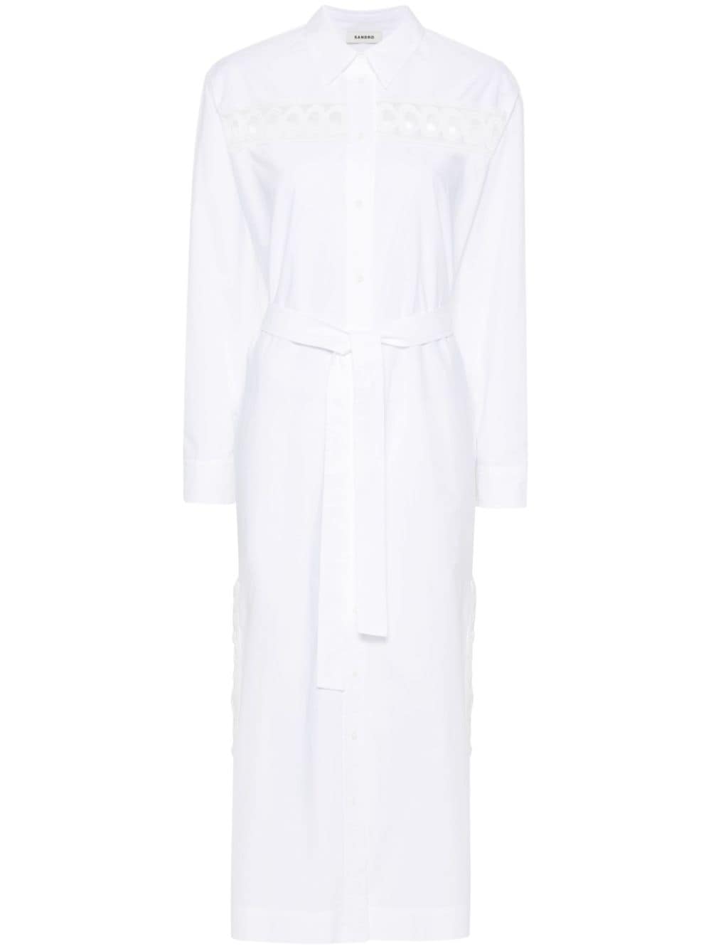 SANDRO crochet-detailed midi shirt dress - White von SANDRO