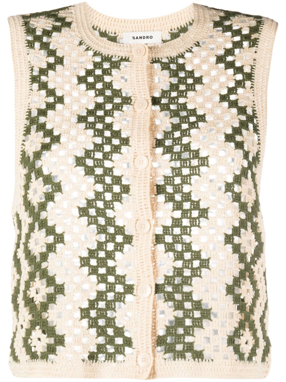 SANDRO crochet-knit crop top - Neutrals von SANDRO