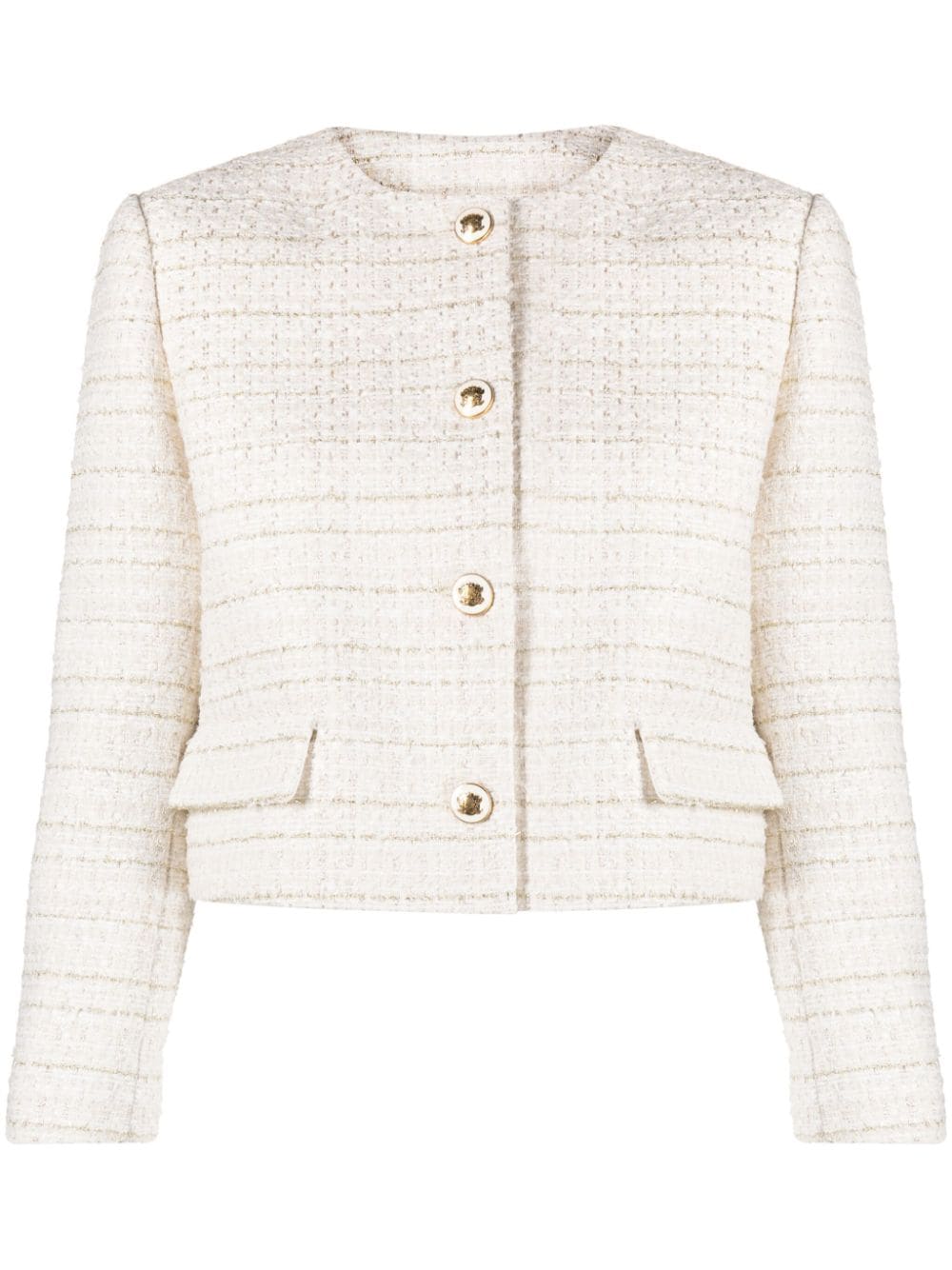 SANDRO cropped bouclé jacket - White von SANDRO