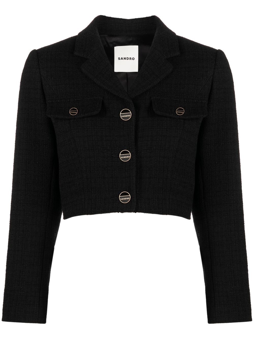 SANDRO cropped tweed jacket - Black von SANDRO