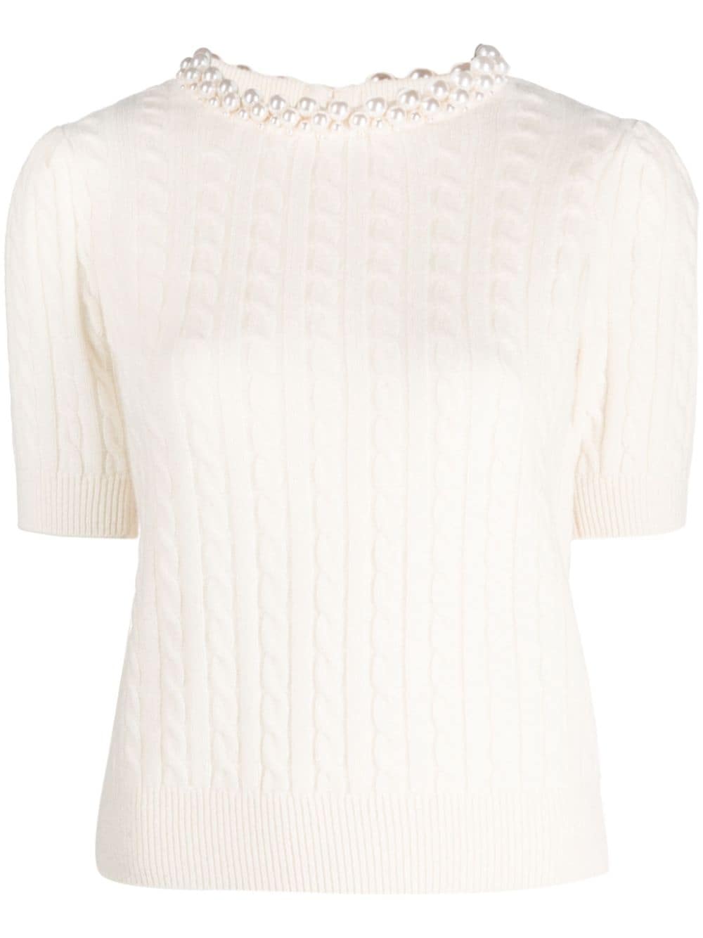 SANDRO faux-pearl embellished knitted top - Neutrals von SANDRO