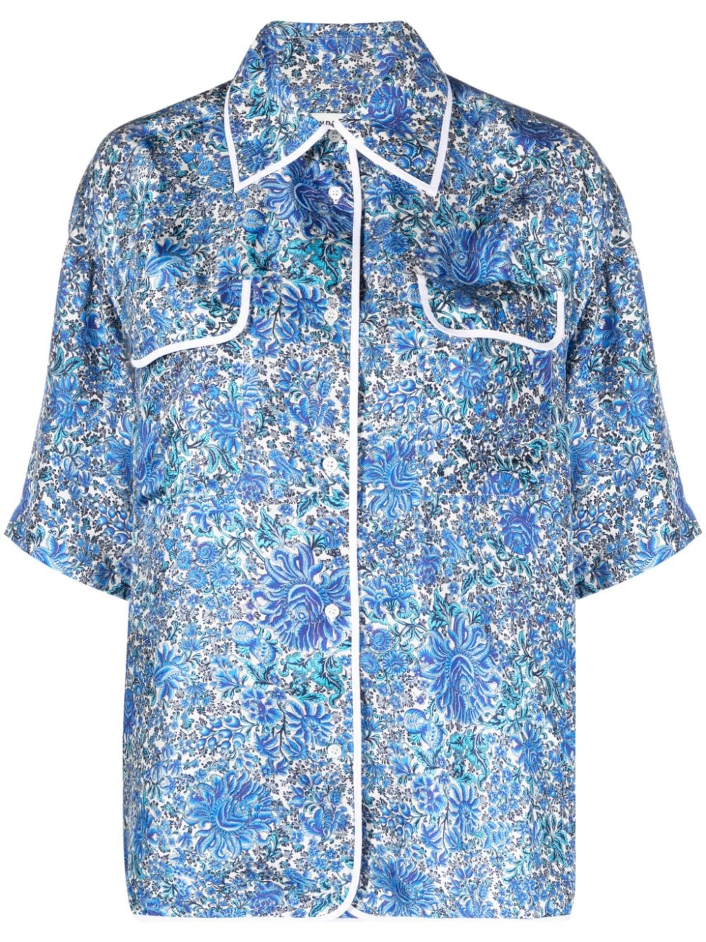 SANDRO floral-print silk shirt - Blue von SANDRO