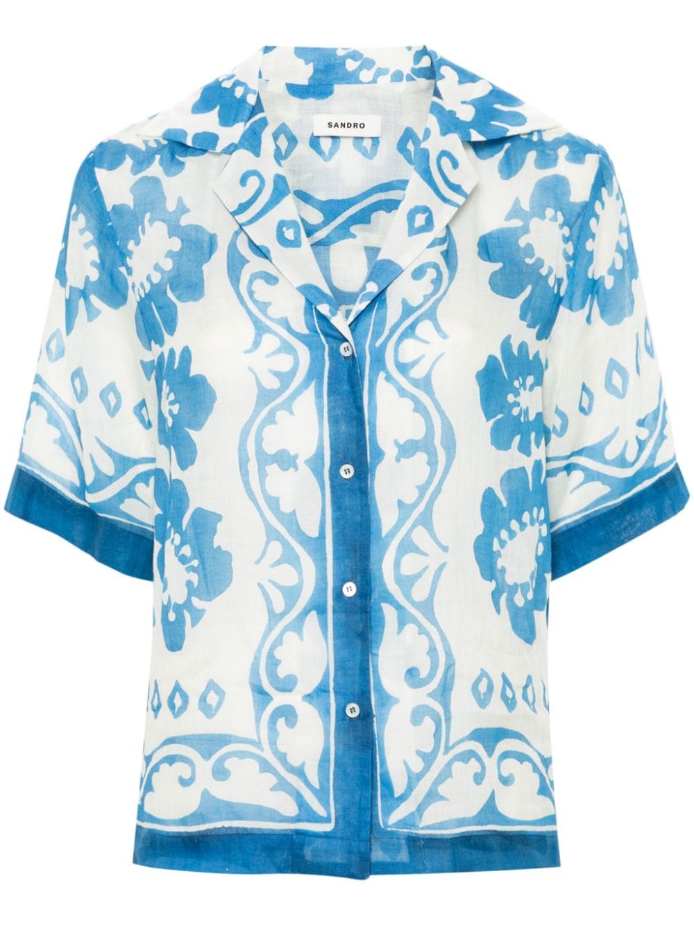 SANDRO floral short-sleeved shirt - Blue von SANDRO