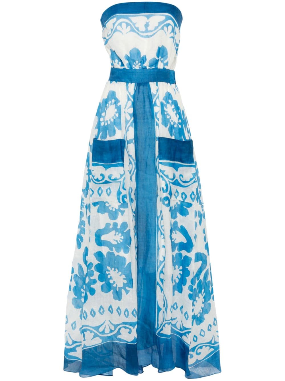 SANDRO floral strapless maxi dress - Blue von SANDRO