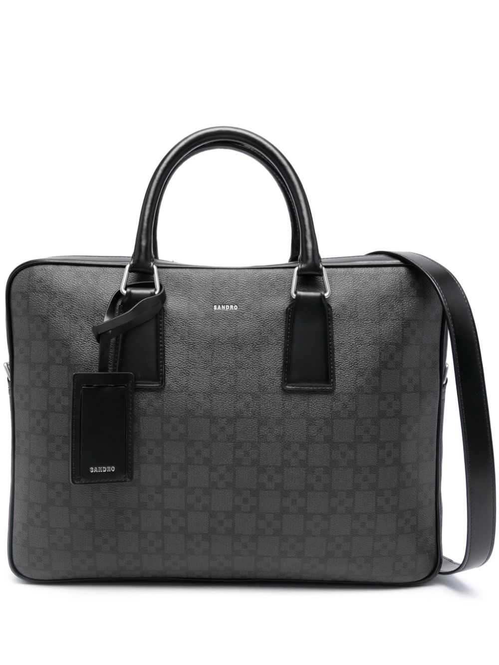 SANDRO geometric-pattern print leather briefcase - Grey von SANDRO