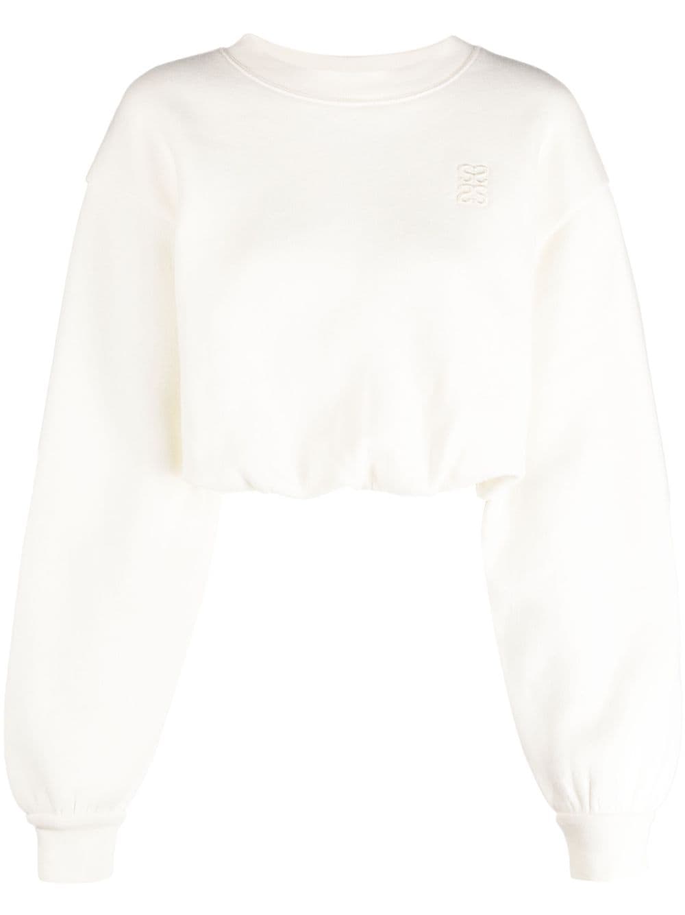 SANDRO logo-embroidered cropped sweatshirt - White von SANDRO