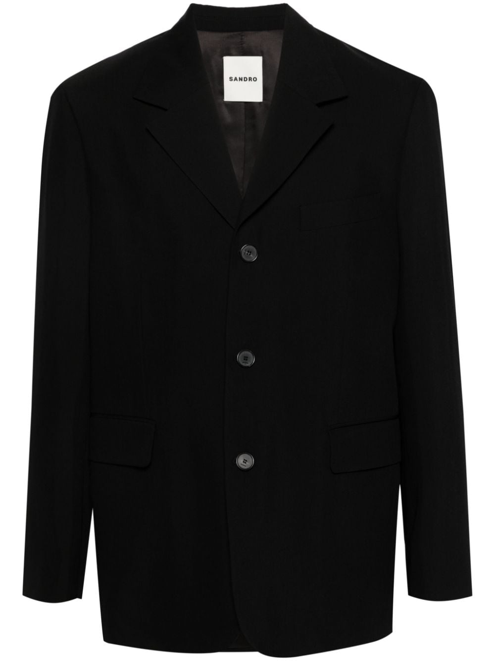 SANDRO logo-engraved-buttons twill blazer - Black von SANDRO