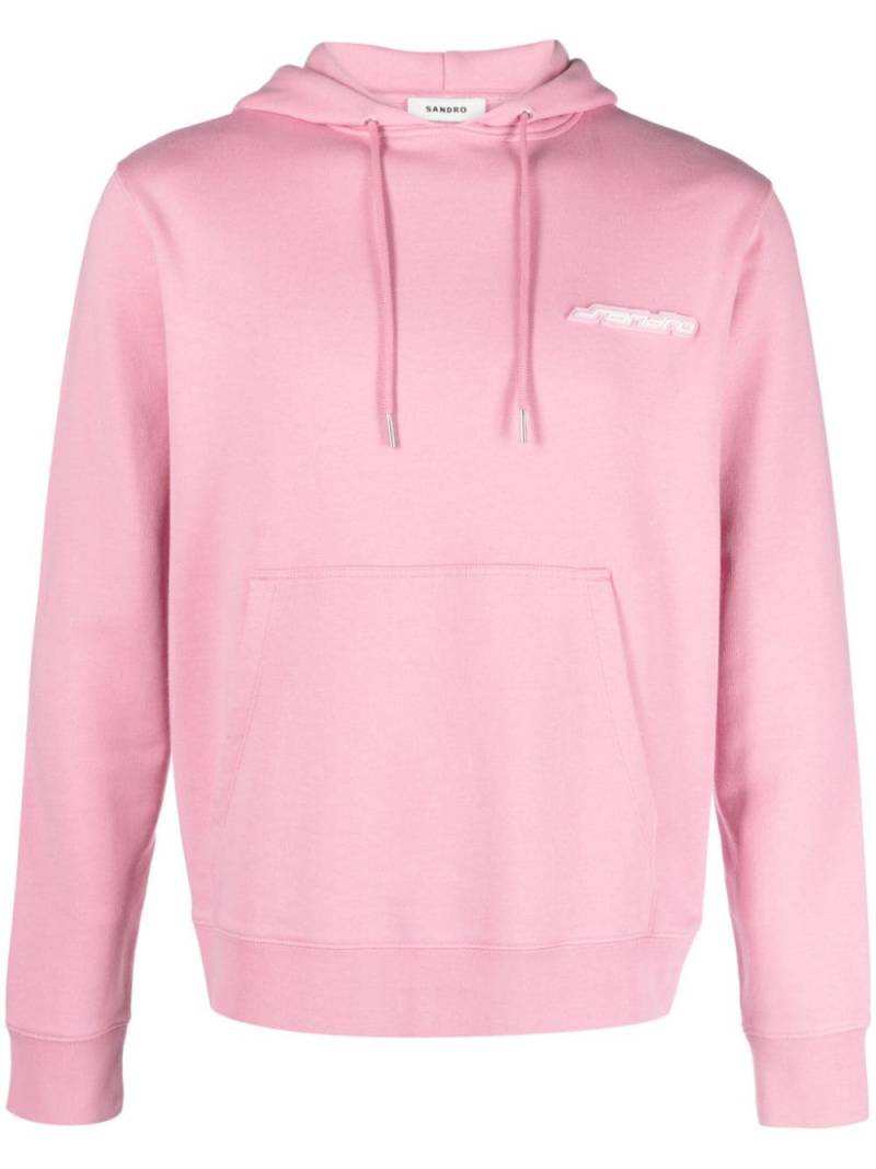 SANDRO logo-patch cotton jersey hoodie - Pink von SANDRO