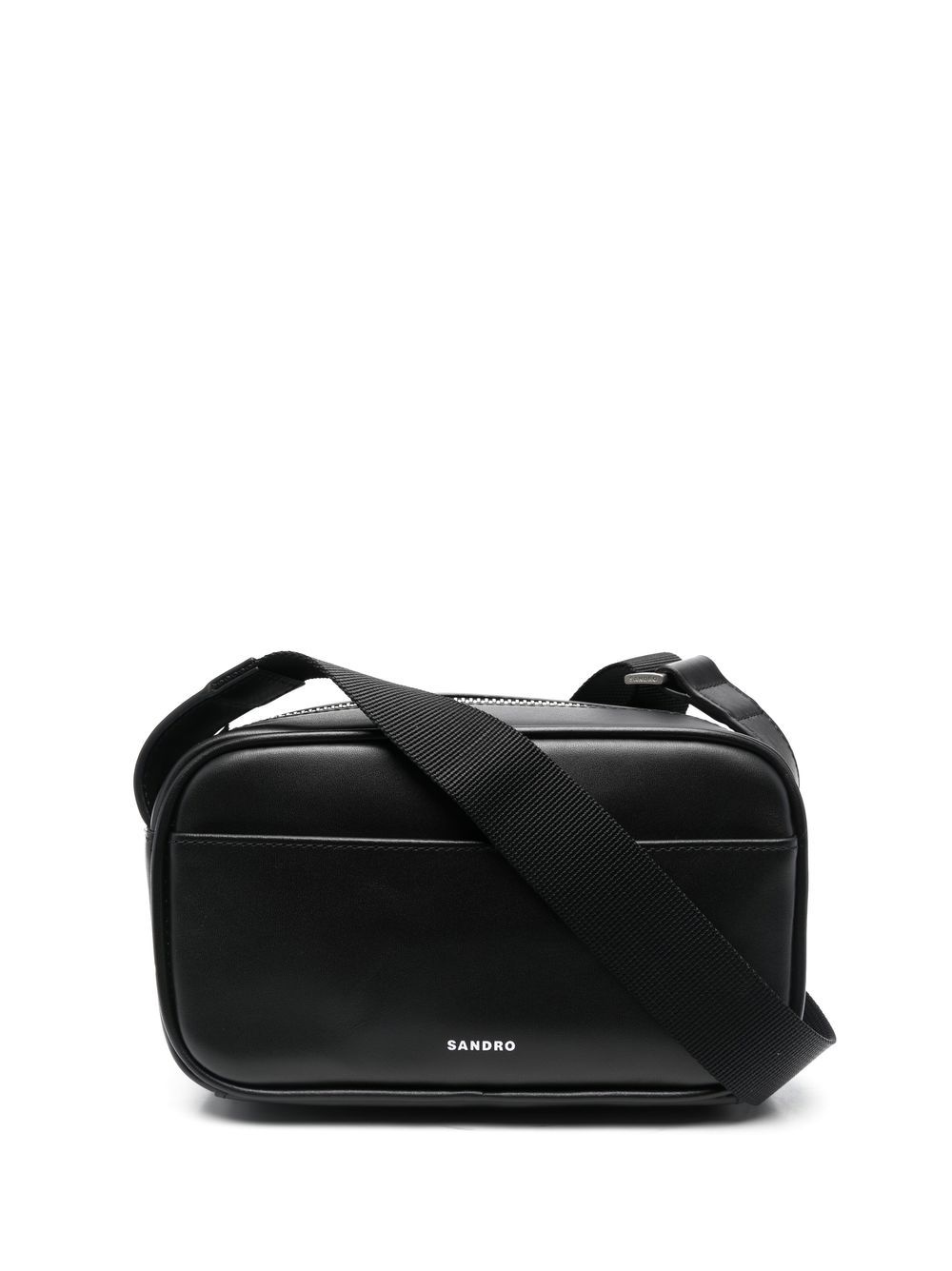 SANDRO logo-print detail messenger bag - Black von SANDRO