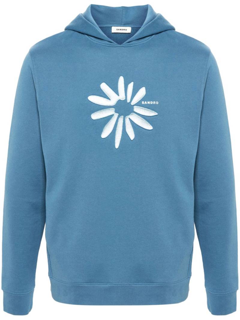 SANDRO logo-print slouch hoodie - Blue von SANDRO