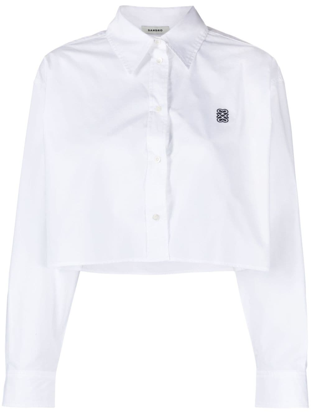 SANDRO monogram-embroidered cotton shirt - White von SANDRO