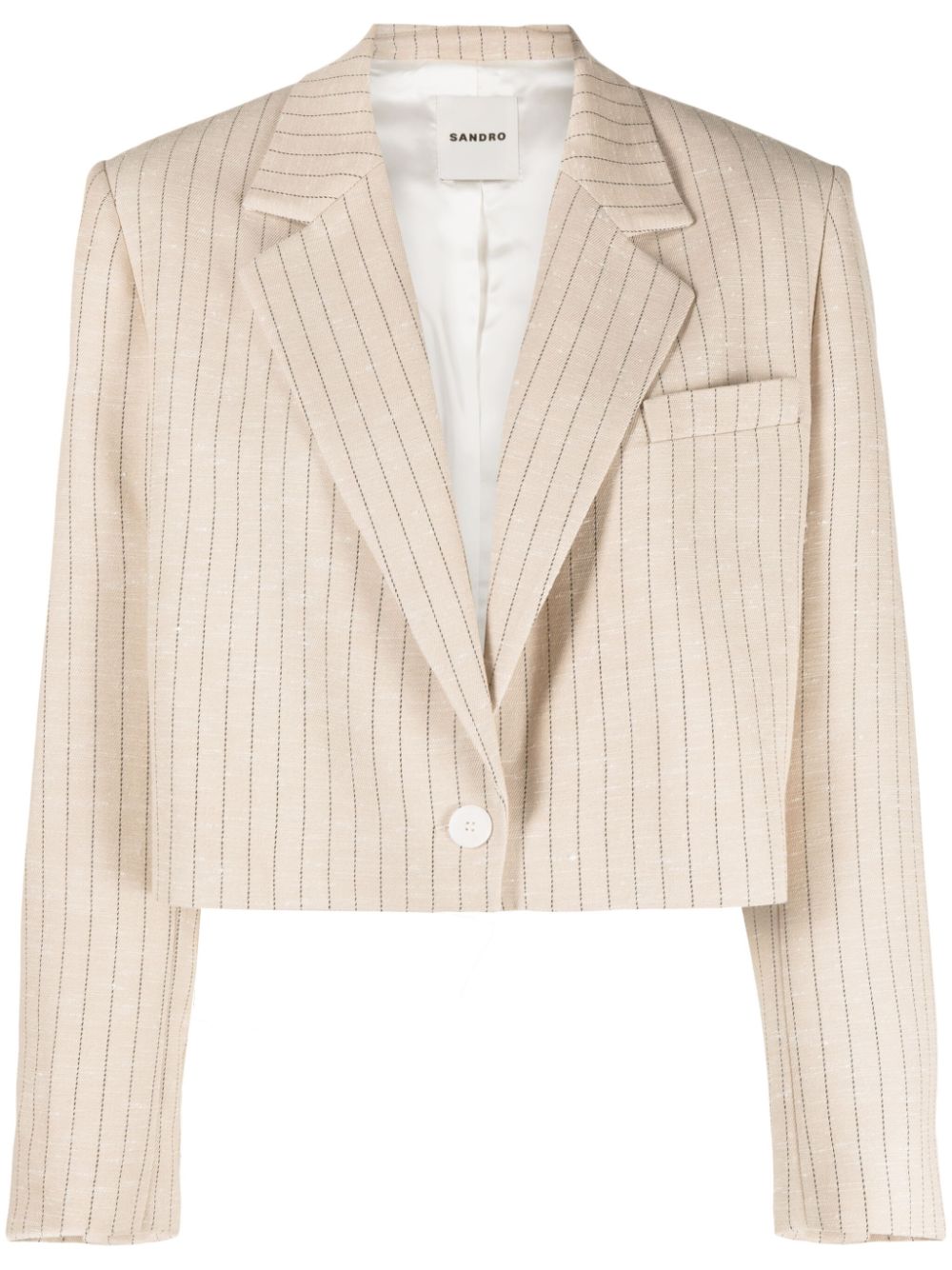 SANDRO pinstriped cropped blazer - Neutrals von SANDRO