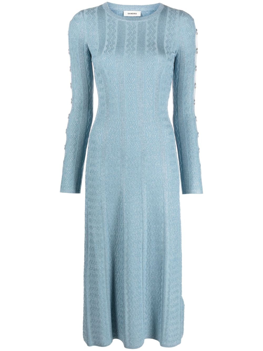 SANDRO ribbed-knit metallic dress - Blue von SANDRO