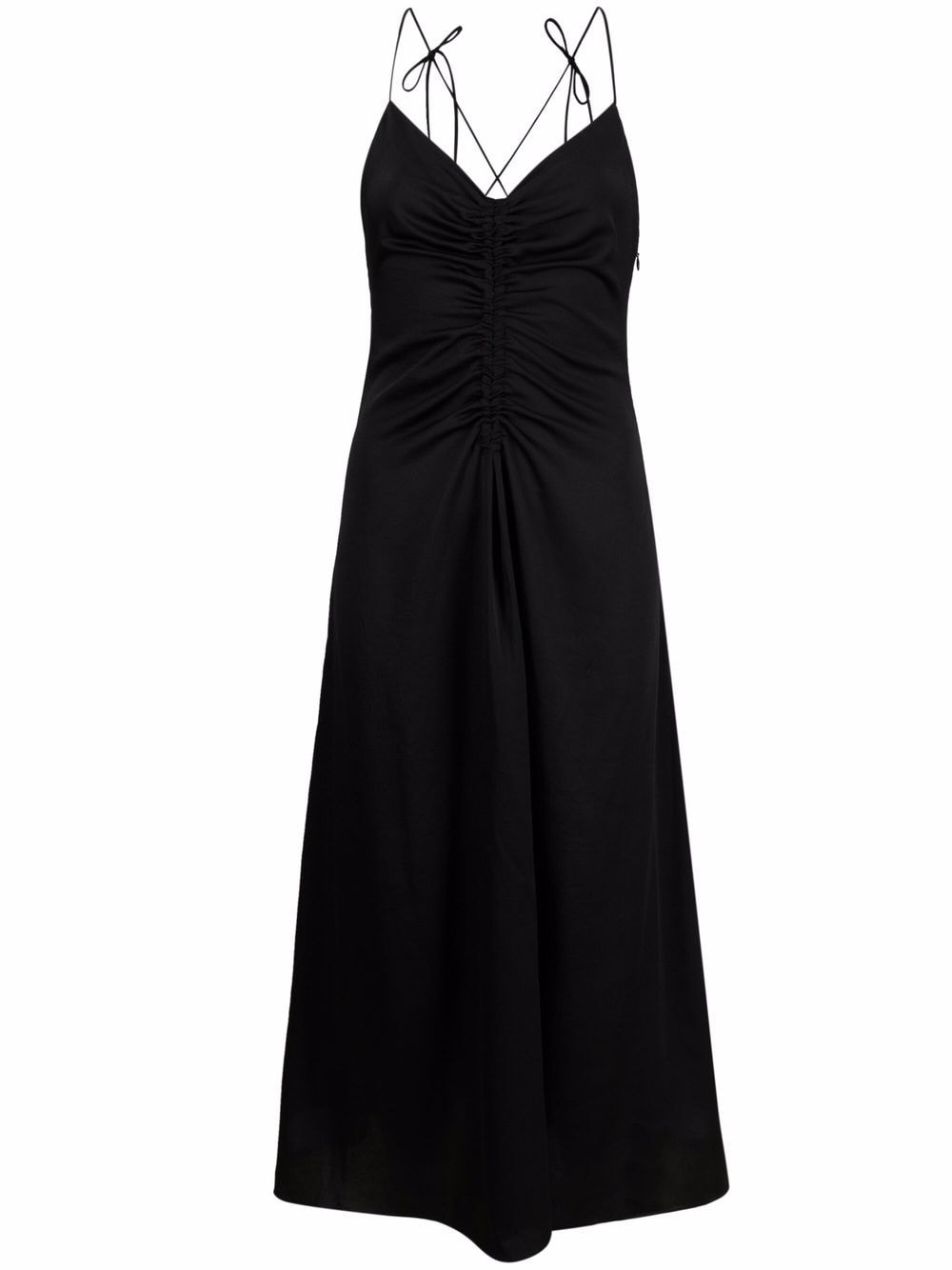 SANDRO ruched sleeveless midi dress - Black von SANDRO