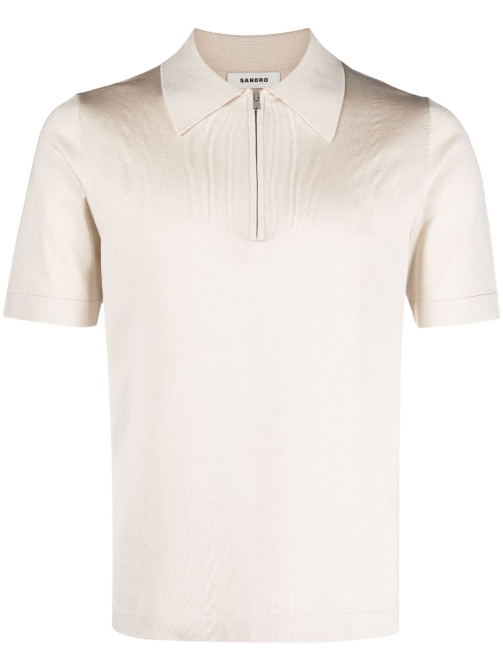 SANDRO short-zip piqué-weave polo shirt - Neutrals von SANDRO