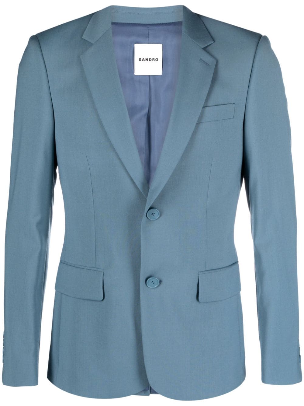 SANDRO single-breasted virgin wool jacket - Blue von SANDRO