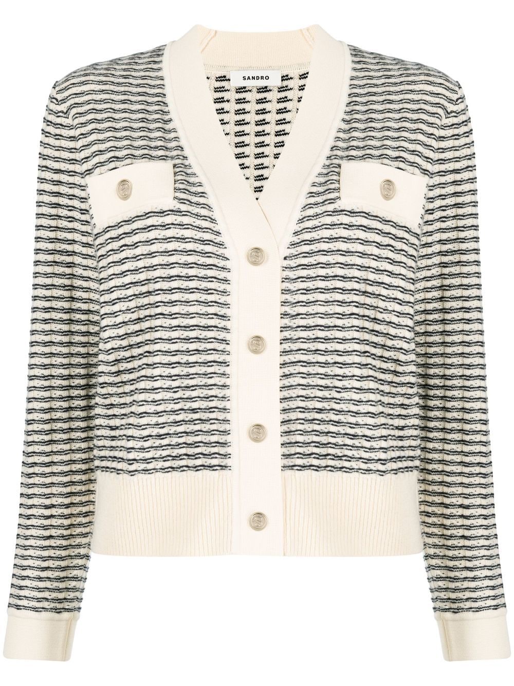 SANDRO striped V-neck cardigan - Neutrals von SANDRO