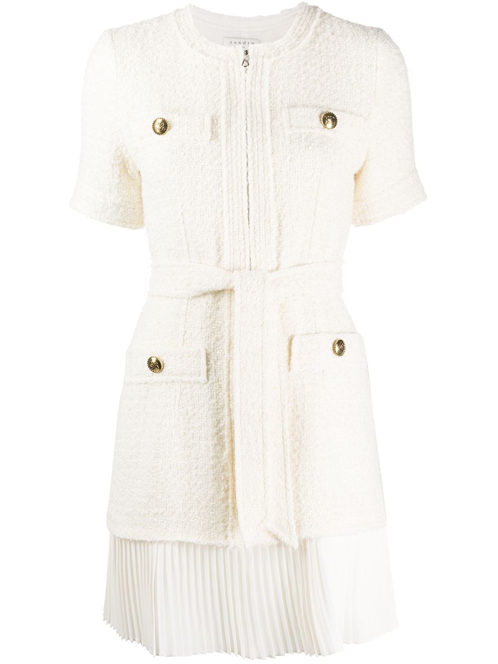 SANDRO tweed coat mini dress - Neutrals von SANDRO