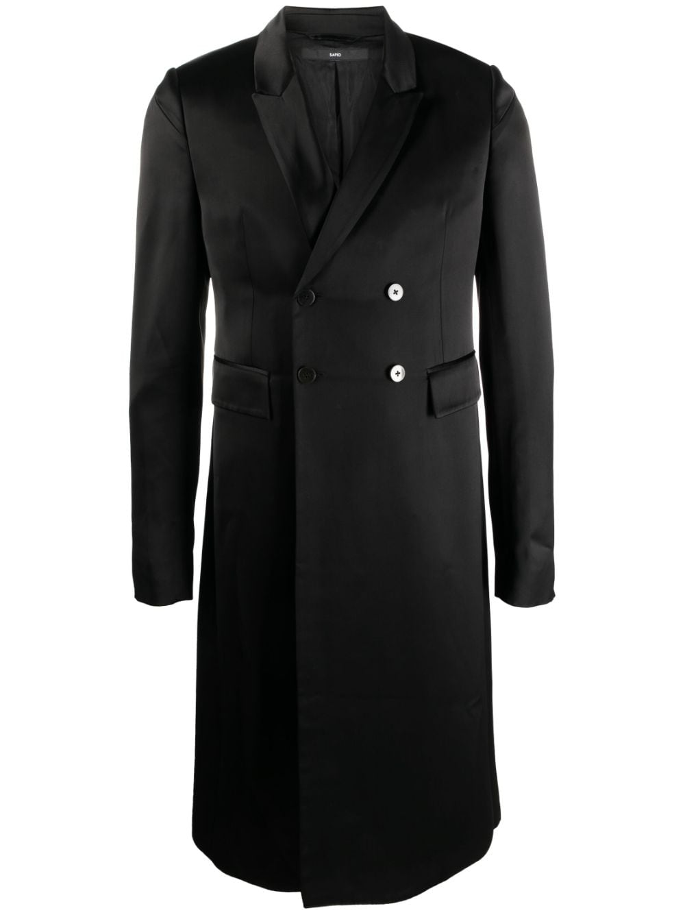 SAPIO double-breasted satin-finish midi coat - Black von SAPIO