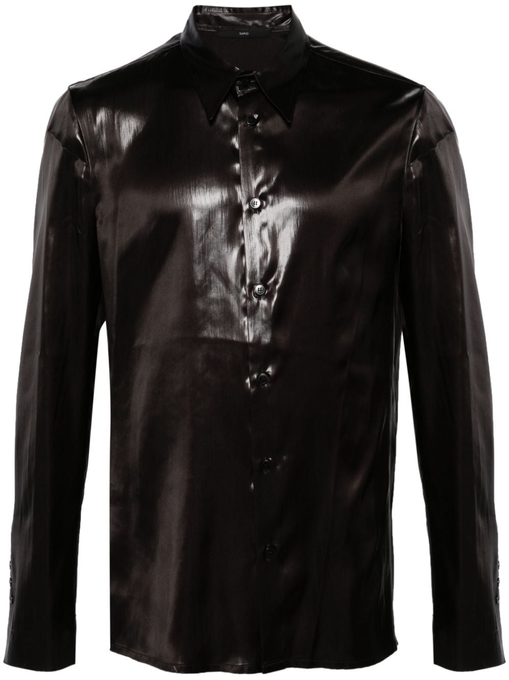 SAPIO lamé-effect long-sleeve shirt - Black von SAPIO