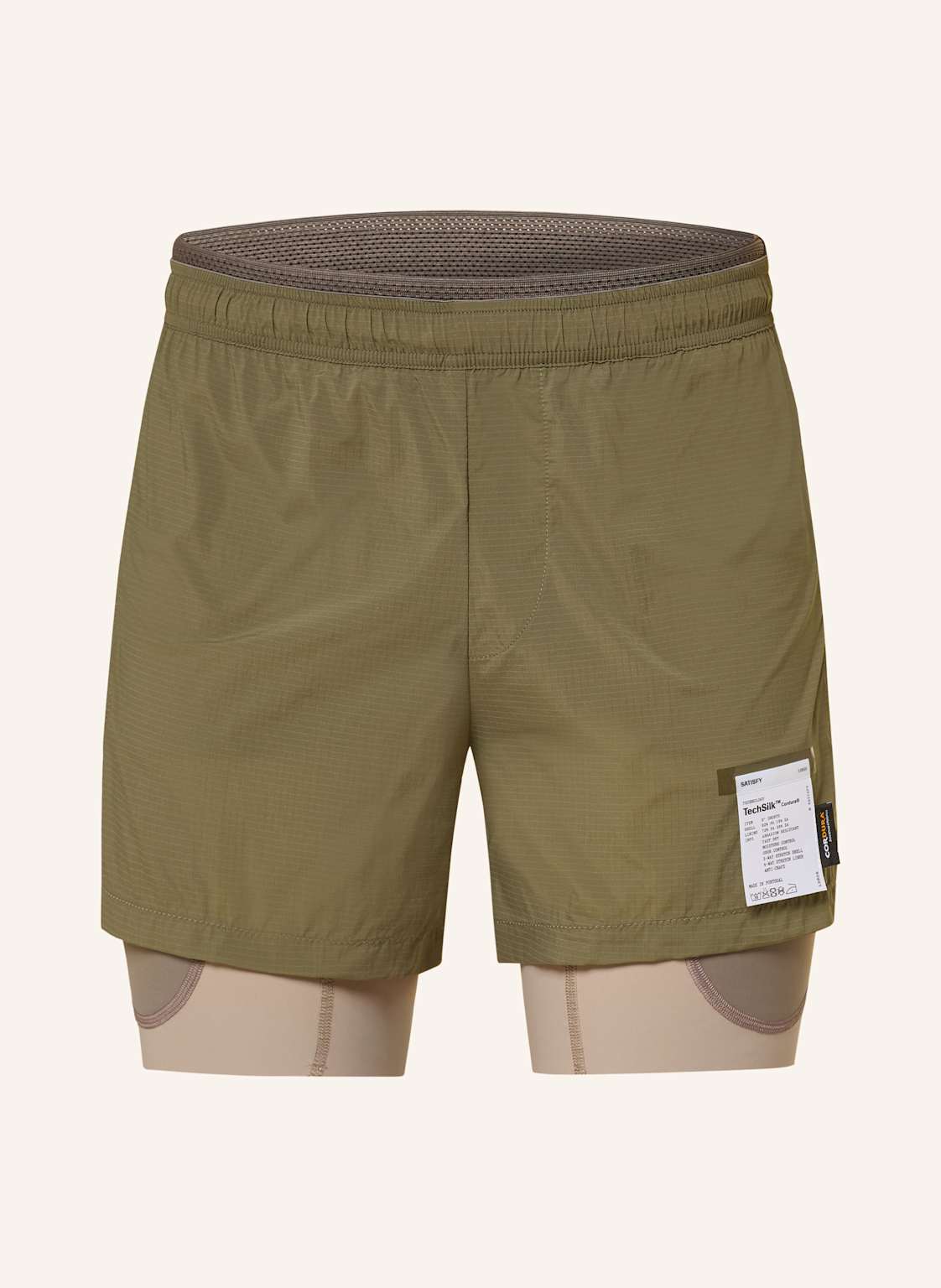 Satisfy 2-In-1-Laufshorts Techsilk™ Cordura® 8in gruen von SATISFY