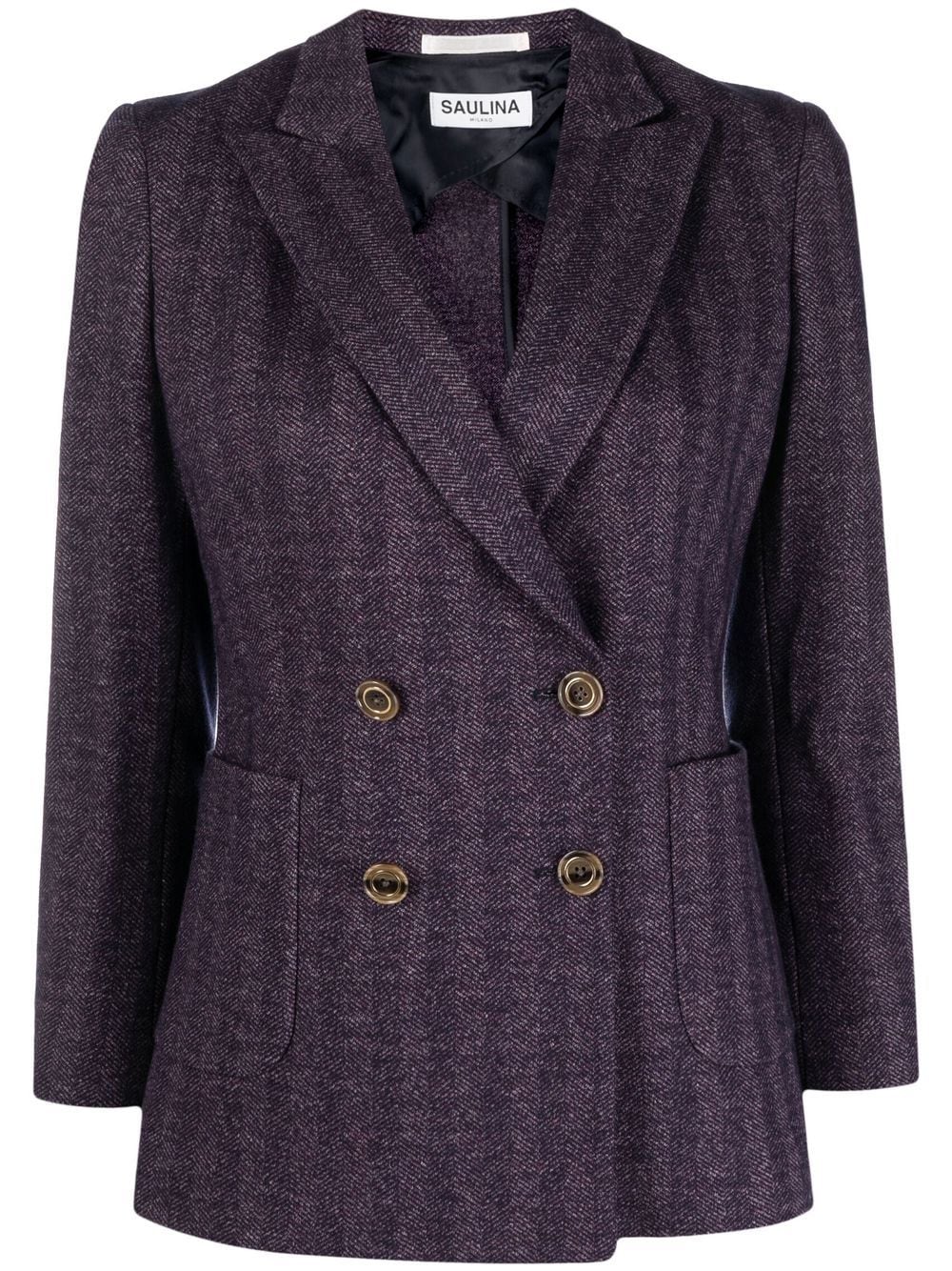 SAULINA striped double-breasted blazer - Purple von SAULINA