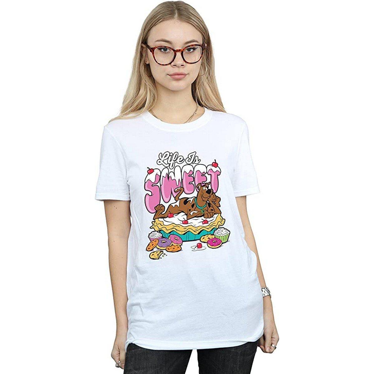 Life Is Sweet Tshirt Damen Weiss L von SCOOBY DOO