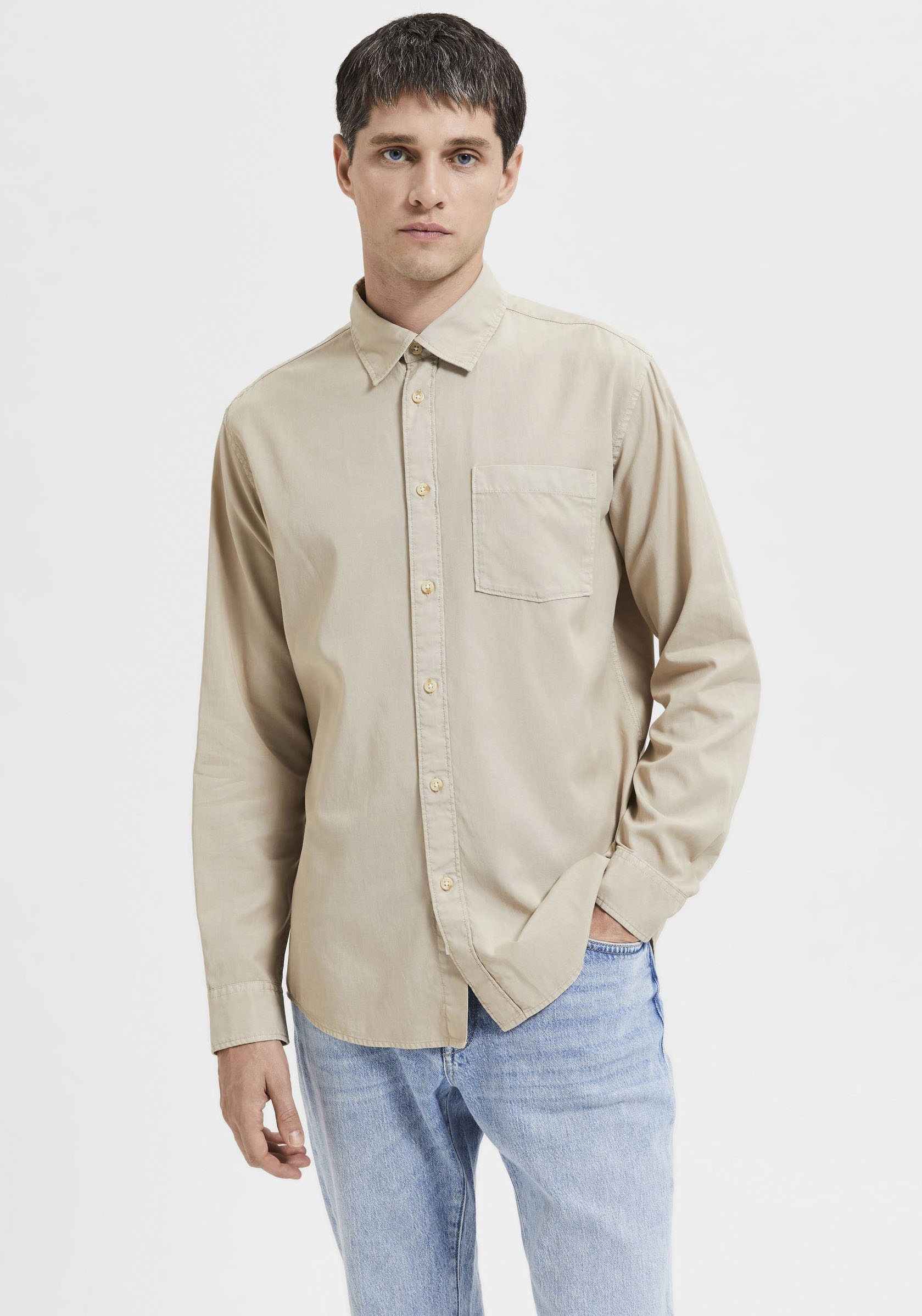 SELECTED HOMME Langarmhemd »SLHREGPASTEL-LINEN SHIRT LS W« von SELECTED HOMME