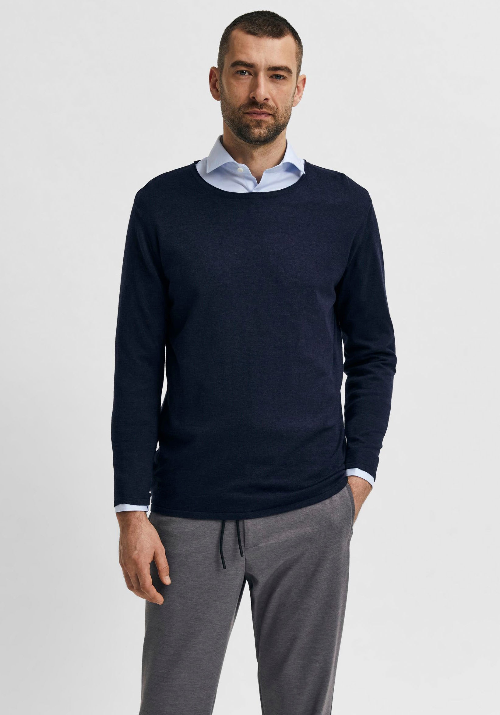 SELECTED HOMME Rundhalspullover »ROME KNIT« von SELECTED HOMME