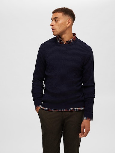 SELECTED HOMME Rundhalspullover »SLHBERG CABLE CREW NECK NOOS« von SELECTED HOMME