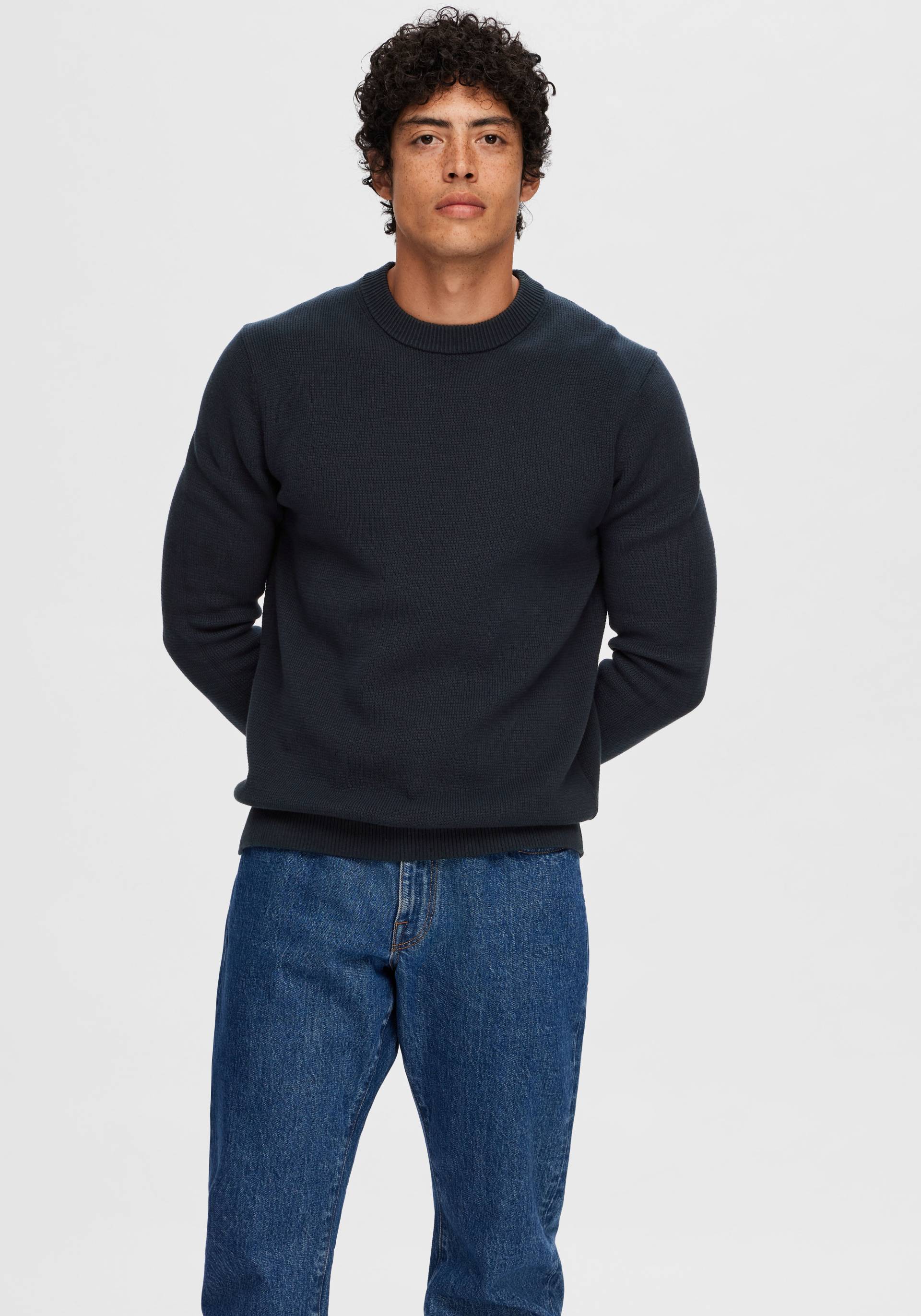 SELECTED HOMME Rundhalspullover »SLHDANE LS KNIT STRUCTURE CREW NECK NOOS« von SELECTED HOMME