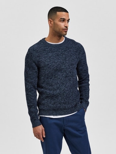 SELECTED HOMME Rundhalspullover »SLHVINCE LS KNIT BUBBLE CREW NECK NOOS« von SELECTED HOMME