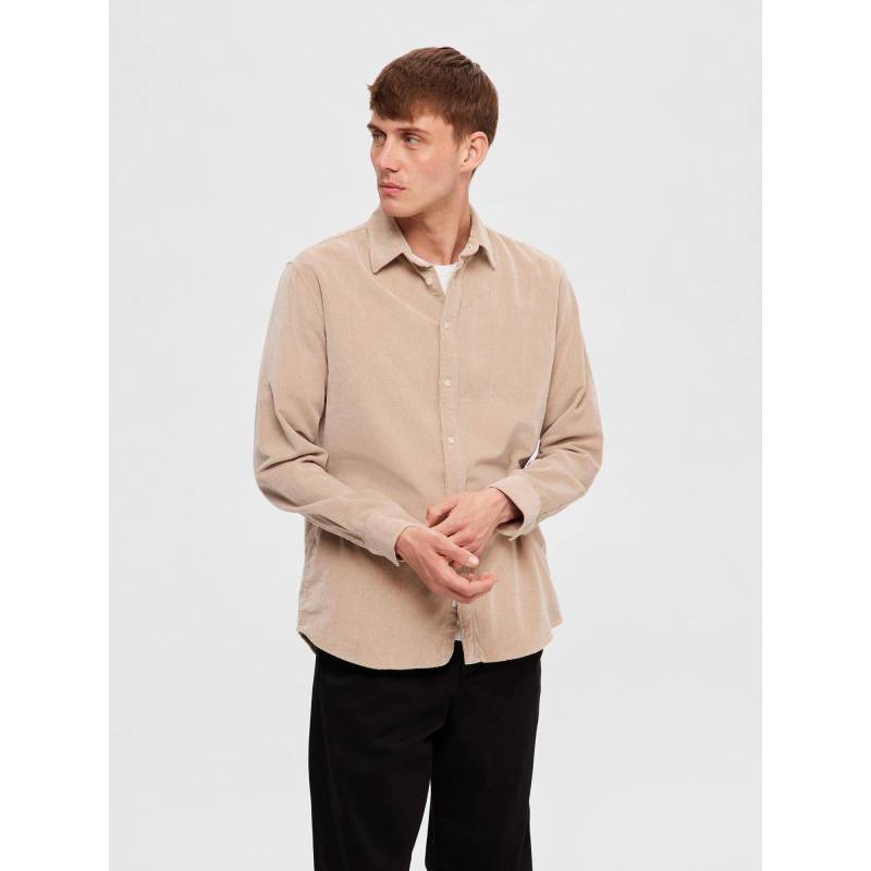 Hemd, Langarm Herren Beige L von SELECTED