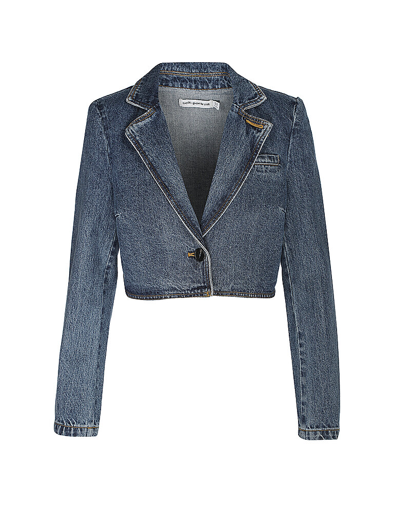 SELF-PORTRAIT Jeansjacke Cropped Fit blau | 40 von SELF-PORTRAIT