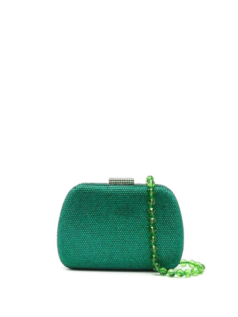 SERPUI Blair gemstone-detail straw clutch - Green von SERPUI