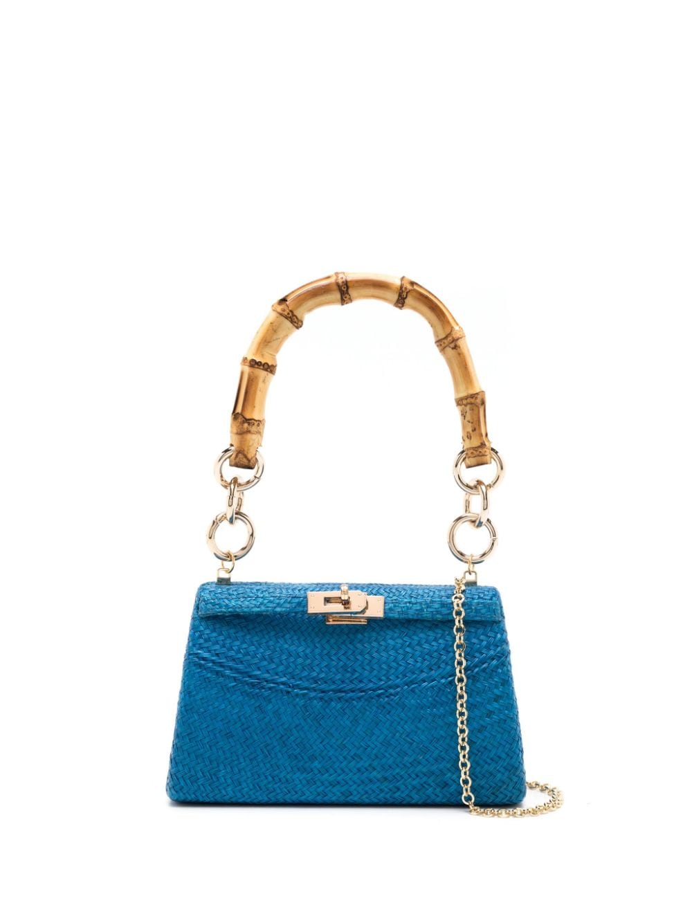 SERPUI Chiara straw clutch bag - Blue von SERPUI