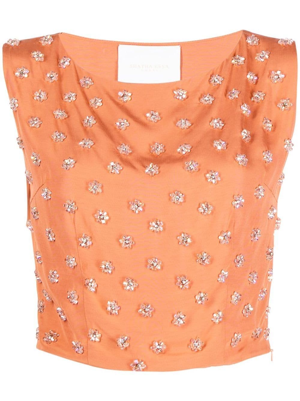 SHATHA ESSA bead-embellished cropped top - Orange von SHATHA ESSA