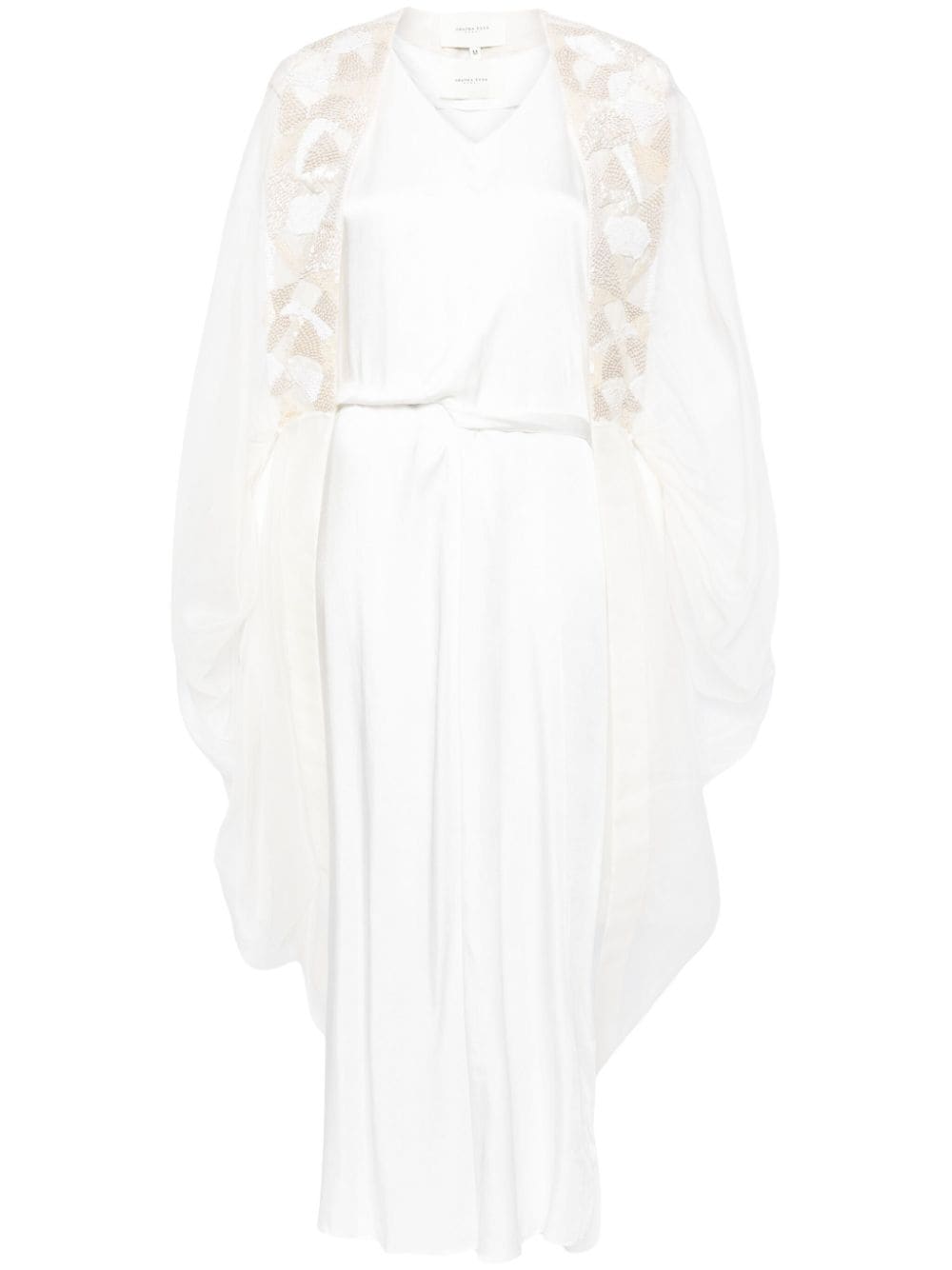 SHATHA ESSA embellished draped long coat - White von SHATHA ESSA