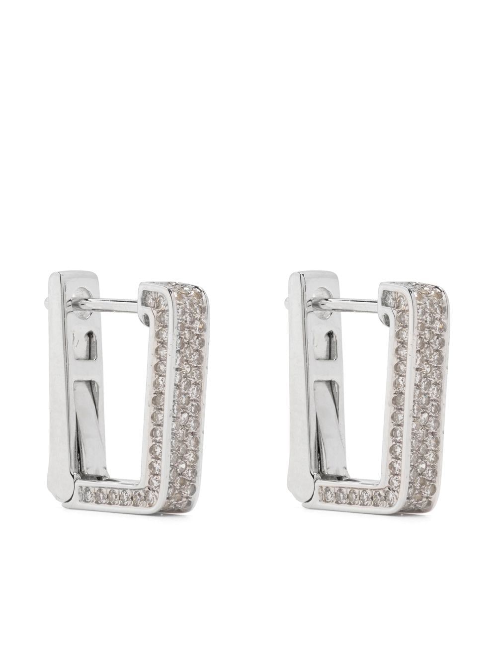 SHAY 18kt White Gold Deco pavé diamods earrings - Silver von SHAY