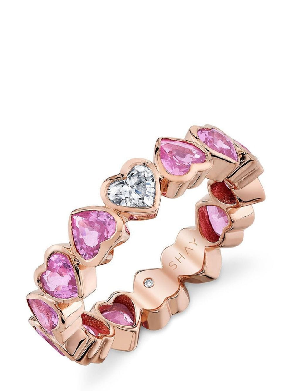 SHAY 18kt rose gold, pink sapphire and diamond heart ring von SHAY