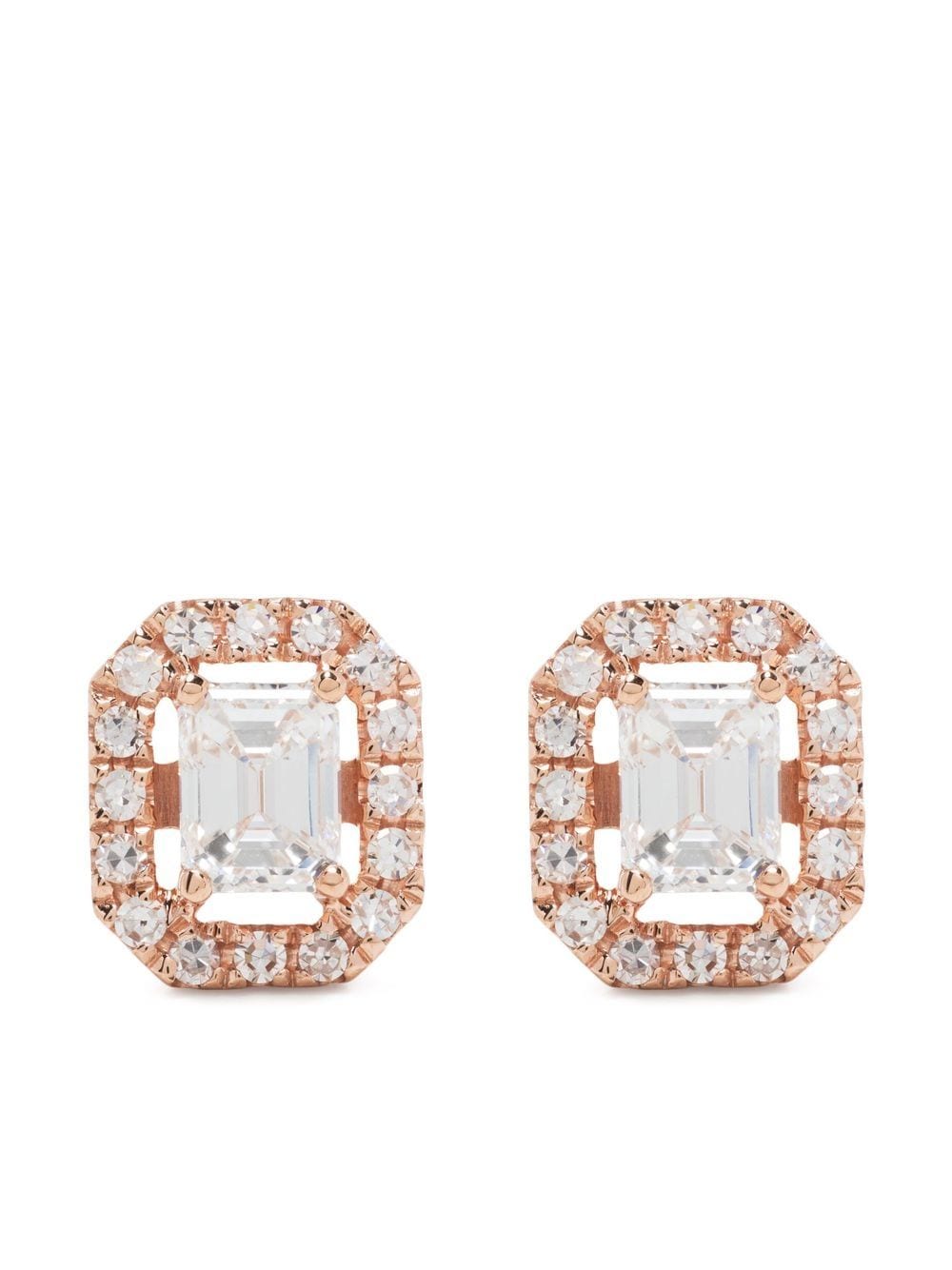 SHAY 18kt rose gold Mini Me diamond halo earrings von SHAY