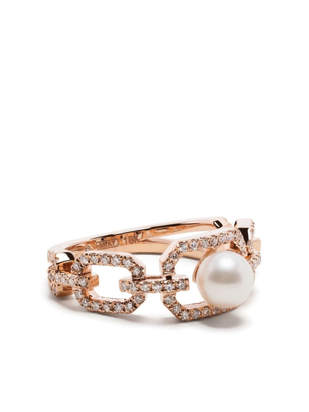 SHAY 18kt rose gold diamond and pearl ring von SHAY