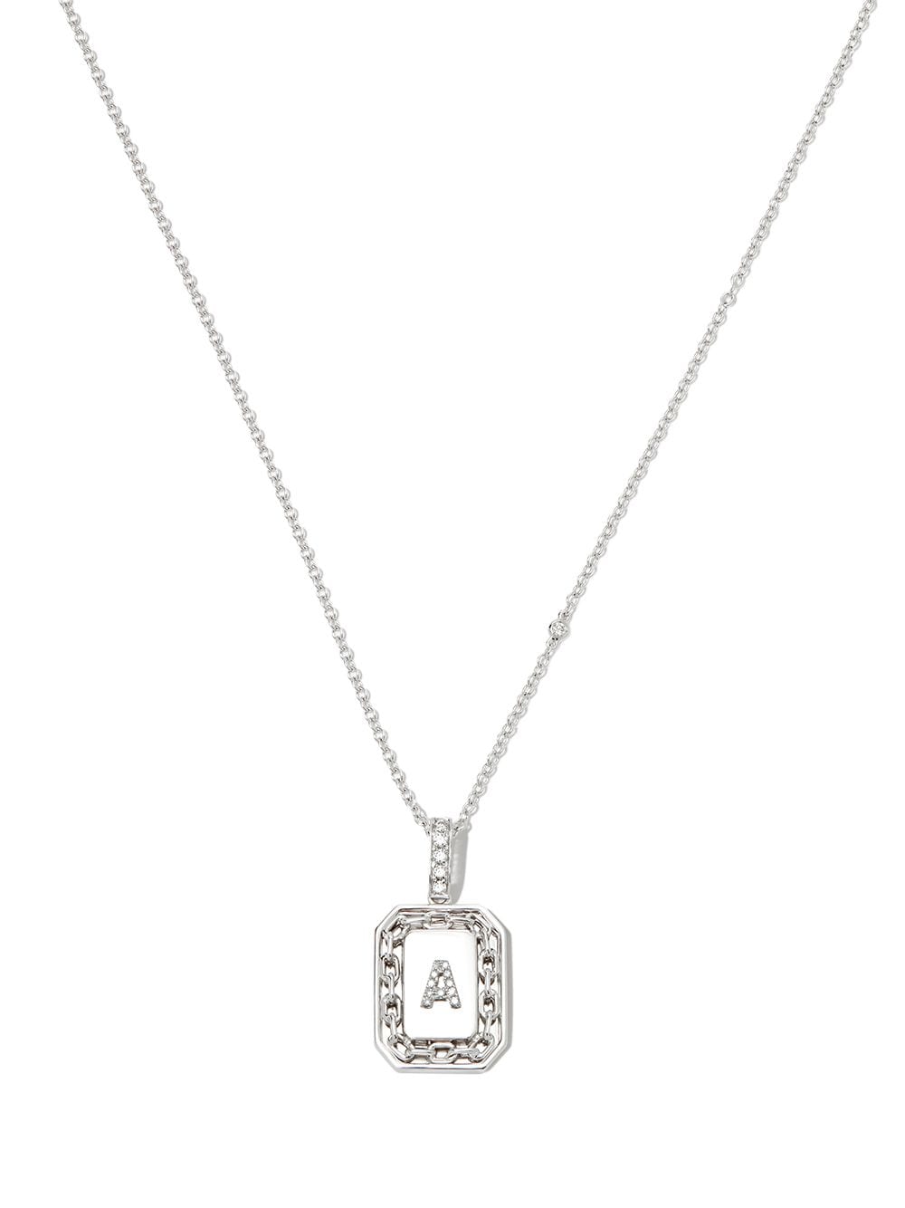 SHAY 18kt white gold A-initial bead-chain necklace - Silver von SHAY
