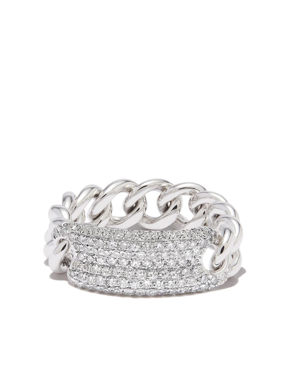 SHAY 18kt white gold ID mini link diamond ring - Silver von SHAY