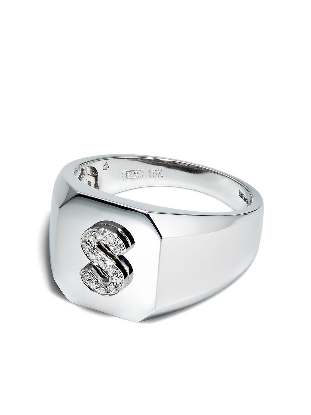 SHAY 18kt white gold S-initial ring - Silver von SHAY