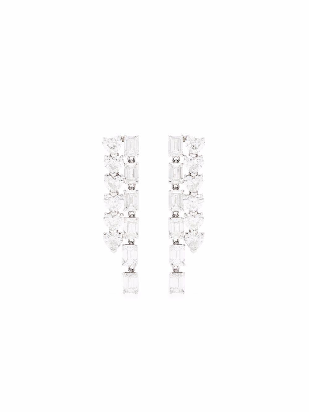 SHAY 18kt white gold double diamond waterfall earrings - Silver von SHAY