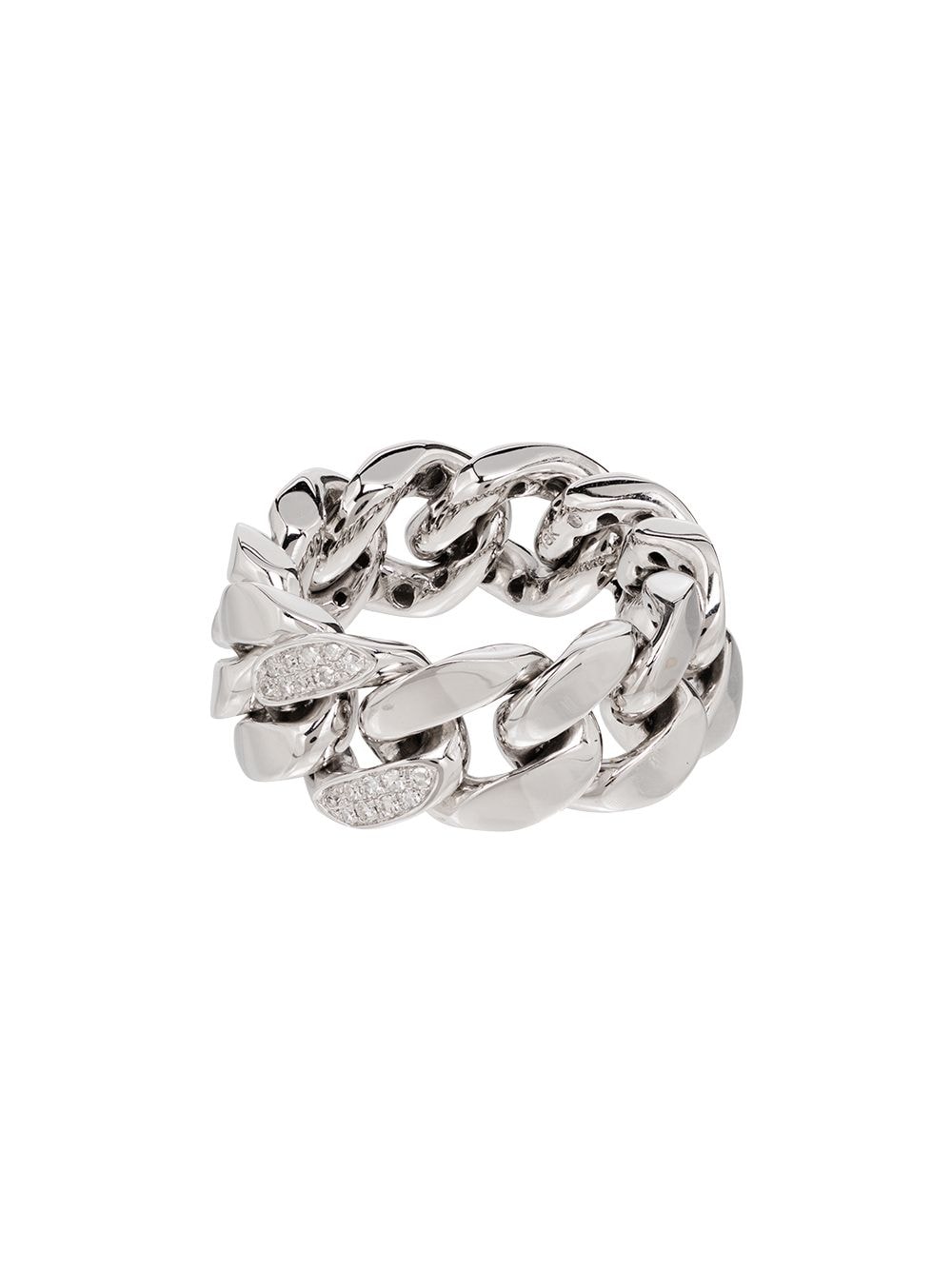 SHAY 18kt white gold pavé diamond link ring - Silver von SHAY