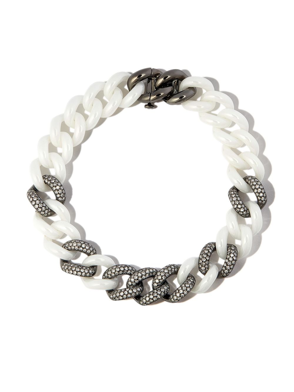 SHAY 18kt black gold curb-chain diamond bracelet - White von SHAY