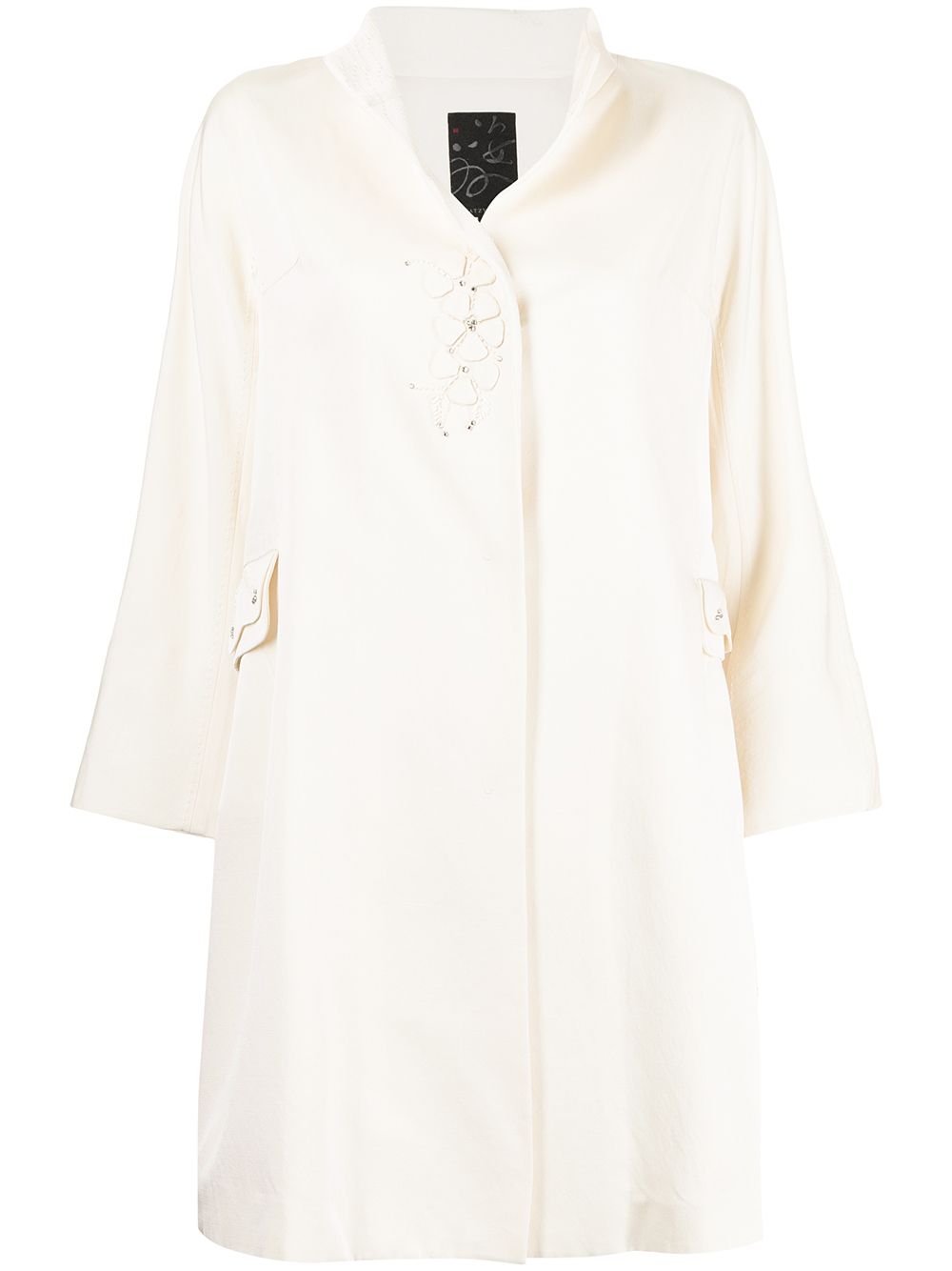 SHIATZY CHEN appliqué-detail high-neck coat - White von SHIATZY CHEN
