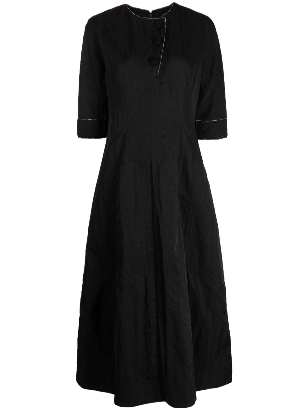 SHIATZY CHEN floral-button half-sleeve midi dress - Black von SHIATZY CHEN